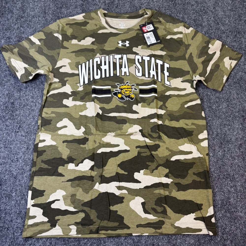 Under Armour Wichita State Shockers Camo T Shirt Large Loose Fit Cotton Blend